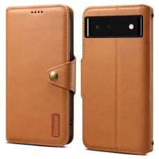 DENIOR - DENIOR Google Pixel 6 Skal Äkta Läder Stötsäker - Khaki