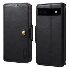 DENIOR - DENIOR Google Pixel 6a Plånboksfodral Äkta Läder Svart