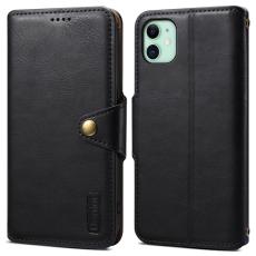 DENIOR - DENIOR iPhone 11 Fodral Äkta Läder Stötbeständig - Svart