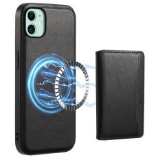 DENIOR - DENIOR iPhone 11 Skal i äkta läder med avtagbar kortväska - Svart