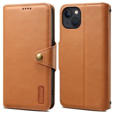 DENIOR - DENIOR iPhone 13 Fodral Äkta läder Stöttålig Magnetstängning Khaki