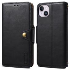 DENIOR - DENIOR iPhone 14 Plus Stöttåligt Fodral Äkta Läder Svart