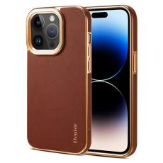 DENIOR - DENIOR iPhone 14 Pro Fodral Äkta Läder + PC - Brun