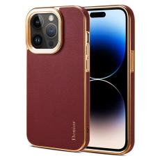 DENIOR - DENIOR iPhone 14 Pro Fodral Äkta Läder + PC Röd
