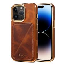DENIOR - DENIOR iPhone 14 Pro Max Fodral Äkta Läder TPU+PC - Brun