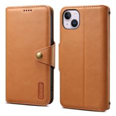 DENIOR - DENIOR iPhone 15 Plus Fodral i äkta läder med plånbok - Khaki