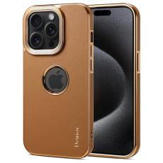 DENIOR - DENIOR iPhone 15 Pro Max Skal Äkta Läder Elektropläterad - Khaki