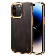 DENIOR - DENIOR iPhone 15 Pro Max Skal i äkta läder och PC - Svart