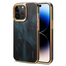 DENIOR - DENIOR iPhone 15 Pro Max Fodral Äkta Läder + PC + TPU Blå