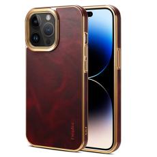 DENIOR - DENIOR iPhone 15 Pro Max Skal i äkta läder och PC - Röd