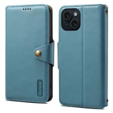 DENIOR - DENIOR iPhone 15 Plånboksfodral Äkta Läder Blå