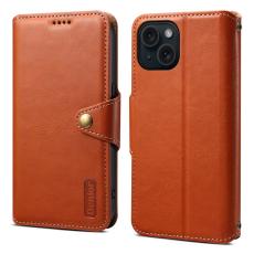 DENIOR - DENIOR iPhone 15 Plånboksfodral Äkta Läder med Ställ - Brun