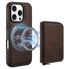 DENIOR - DENIOR iPhone 16 Pro Fodral Äkta Läder Med Dragkedja - Brun