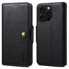 DENIOR - DENIOR iPhone 16 Pro Fodral Plånbok Äkta Läder Svart