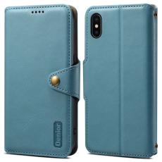 DENIOR - DENIOR iPhone X / XS Fodral Äkta läder med kortfack - Blå