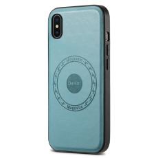 DENIOR - DENIOR iPhone X / XS Fodral MagSafe Kompatibel Läder Blå