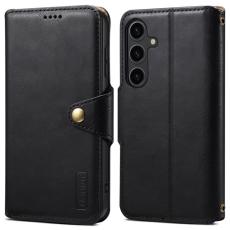 DENIOR - DENIOR Samsung Galaxy S24 Plånboksfodral Äkta Läder - Svart