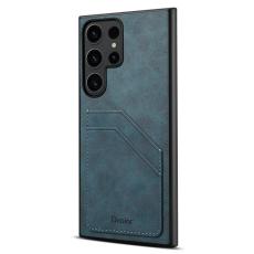 DENIOR - DENIOR Samsung Galaxy S24 Ultra Fodral Retro Stil Äkta Läder Blå