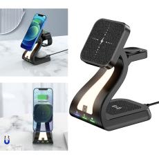 OEM - H20 Magnetisk Trådlös Laddare Multifunktionell Telefonställning - Svart