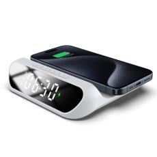 OEM - HT-331 2-i-1 15W Trådlös Laddare med Dimmbar Väckarklocka - Vit