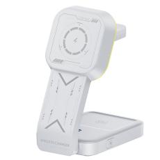 OEM - HT-538 3-i-1 Fällbar 15W Magnetisk Trådlös Laddare med Nattlampa - Vit