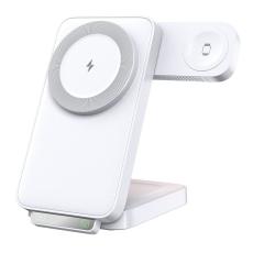 OEM - HT-545 Fällbar Magnetisk Trådlös Laddare med Nattlampa 3-i-1 15W - Vit