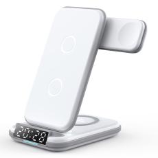 OEM - LFX-180 Trådlös laddare för telefon, smartklocka och hörlurar med väckarklocka