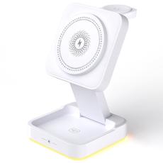 OEM - LHT-69 Telefonklocka Hörlurar 3-i-1 Fällbar Trådlös Laddare - Vit