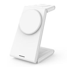 OEM - M10 3-i-1 Magnetisk Trådlös Laddare för iPhone 12/13/14/15 - Vit