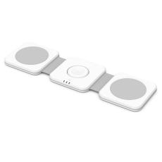 OEM - M16 3-i-1 15W magnetisk trådlös laddare för iPhone, AirPods, iWatch - Vit/Grey