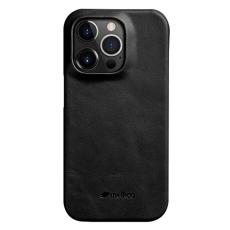 Melkco - MELKCO iPhone 15 Pro Max Skal Vaxad Äkta Läder + PC - Svart