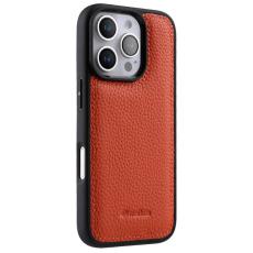 Melkco - MELKCO iPhone 16 Pro Fodral Äkta Läder Belagt PC - Orange