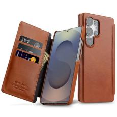 Melkco - MELKCO Samsung Galaxy S25 Ultra Fodral Äkta Läder Flip - Brun