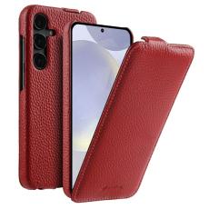 Melkco - MELKCO Galaxy S25 Fodral Vertikalt Flip Äkta Läder + PC Röd