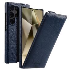 Melkco - MELKCO Galaxy S25 Ultra Fodral Vertikalt Flip Äkta Läder + PC Mörkblå