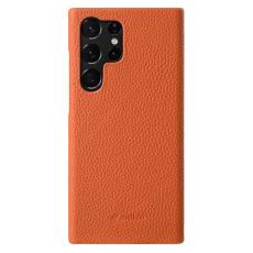 Melkco - MELKCO Fodral för Samsung Galaxy S23 Ultra, Äkta läder, Orange