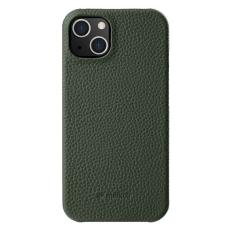 Melkco - MELKCO Fodral för iPhone 15, Äkta läder och PC, Mörkgrön