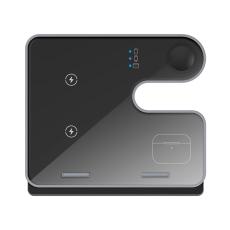 OEM - Q10C 3-i-1 15W Trådlös Laddare för Telefon, Klocka, Hörlurar - Svart
