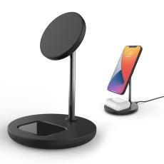 OEM - QX720 2 i 1 15W Snabbladdande Magnetisk Trådlös Laddare Ställning - Svart