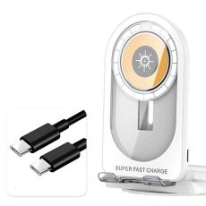 OEM - R19 Magnetisk Transparent Trådlös Laddare Ställning 15W Snabbladdning - Vit
