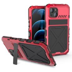 R-JUST - R-JUST iPhone 14 Skal Kickstand Silikon + Metall Röd