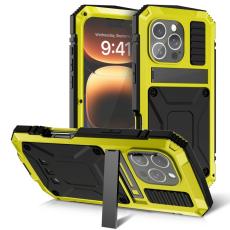 R-JUST - R-JUST iPhone 16 Pro Skal PC+Silicone+Metal Ställ - Gul