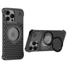 R-JUST - R-JUST RJ64 iPhone 15 Pro Skal Aluminium Svart med Ställ