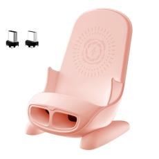 OEM - Magnetisk Adapter Trådlös Laddningsställ med Ljudförstärkare - Rosa