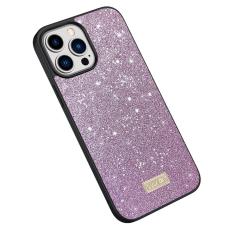 SULADA - SULADA Back Protector iPhone 15 Pro Skal PU Läder Glittrig Lila
