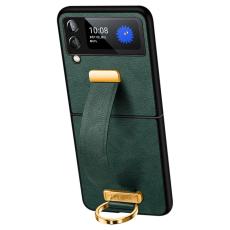 SULADA - SULADA Fashion Series Galaxy Z Flip4 Skal Waxy Läder Grön