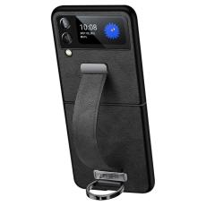 SULADA - SULADA Fashion Series Galaxy Z Flip4 Skal Waxy Läder Svart