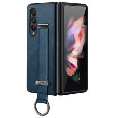 SULADA - SULADA Fashion Series Galaxy Z Fold4 Skal Waxy Läder Sapphire