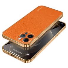 SULADA - SULADA iPhone 15 Pro Max Skal Electroplating PU Läder Orange
