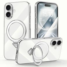 SULADA - SULADA iPhone 16 Plus Skal MagSafe Kickstand Klar PC Titanium Silver